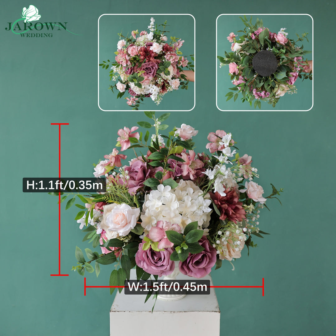 Centerpiece & Backdrop Flower in Purple/Champagne/Green/White