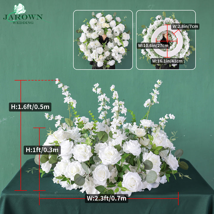 Centerpiece & Candelabra & Aisle & Backdrop Flower in Green/White