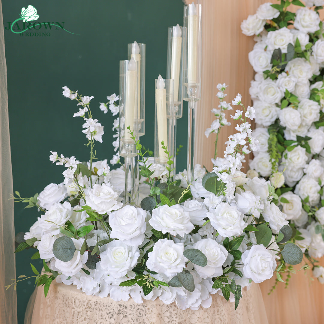 Centerpiece & Candelabra & Aisle & Backdrop Flower in Green/White