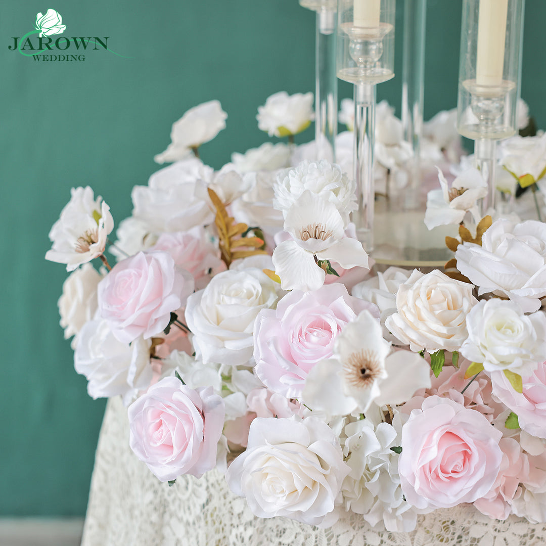 Centerpiece & Candelabra & Aisle & Backdrop Flower in Pink/White