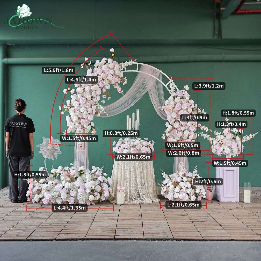 Centerpiece & Candelabra & Aisle & Backdrop Flower in Pink/White