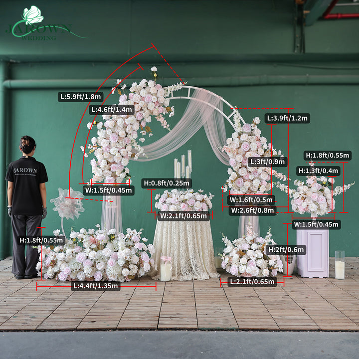 Centerpiece & Candelabra & Aisle & Backdrop Flower in Pink/White
