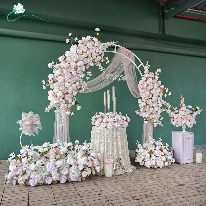 Centerpiece & Candelabra & Aisle & Backdrop Flower in Pink/White