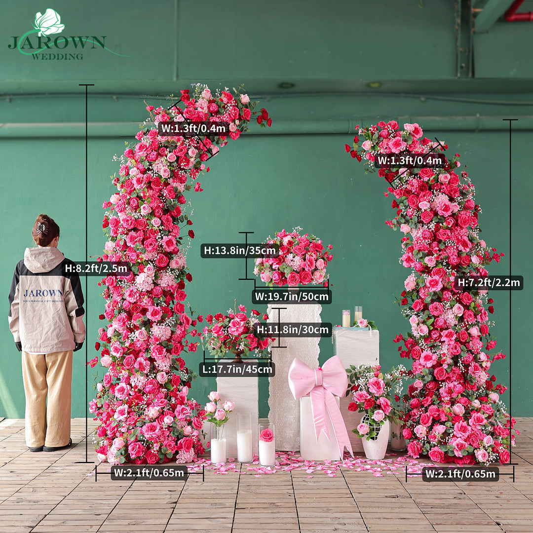 Centerpiece &amp; Open-Ended Flower Arch in Pink/Green