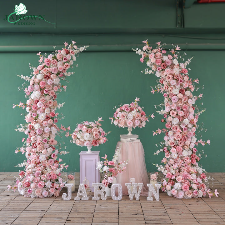 Centerpiece & Open-Ended Flower Arch in Pink/White