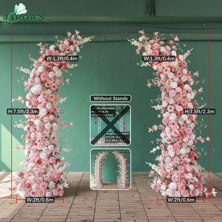 Centerpiece & Open-Ended Flower Arch in Pink/White