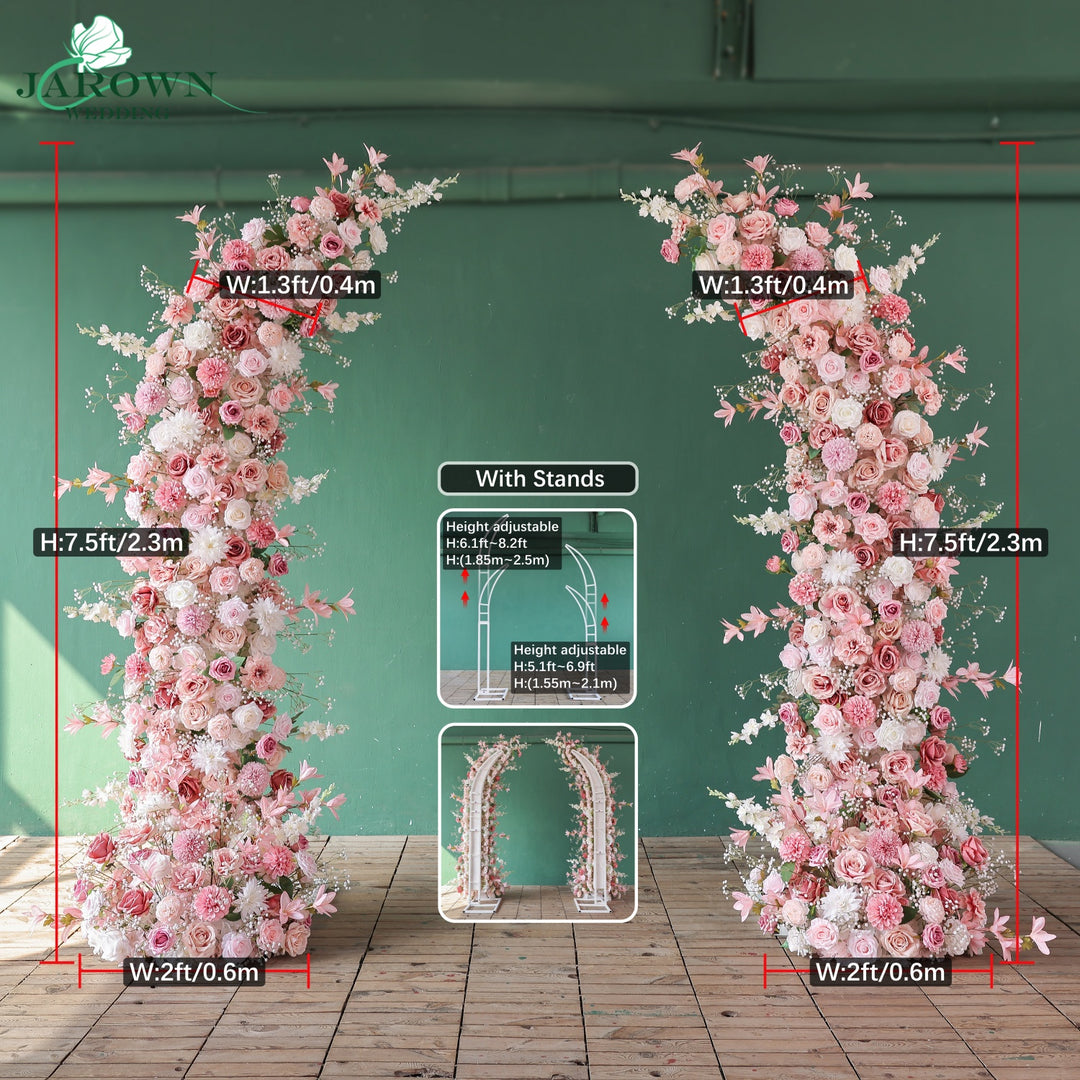 Centerpiece & Open-Ended Flower Arch in Pink/White