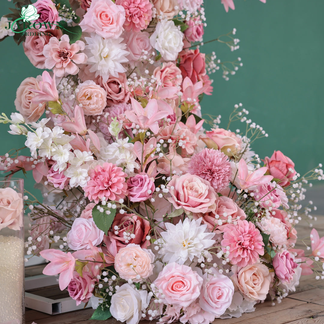 Centerpiece & Open-Ended Flower Arch in Pink/White