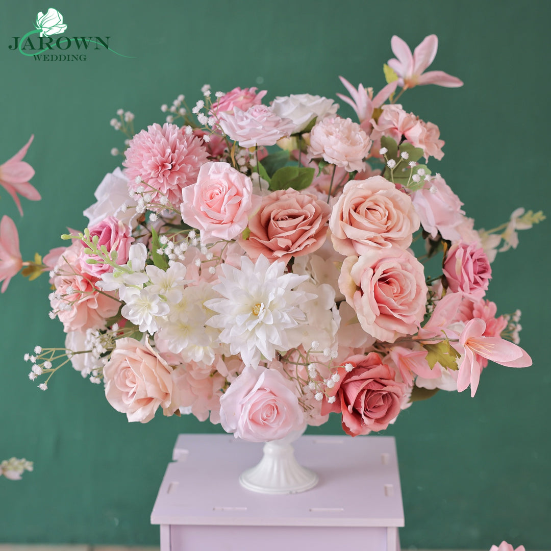 Centerpiece & Open-Ended Flower Arch in Pink/White
