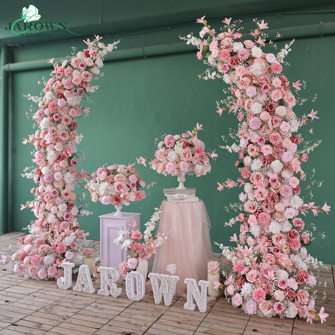 Centerpiece & Open-Ended Flower Arch in Pink/White