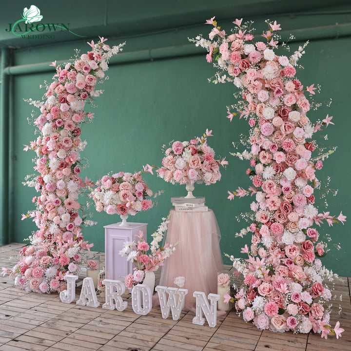 Centerpiece & Open-Ended Flower Arch in Pink/White