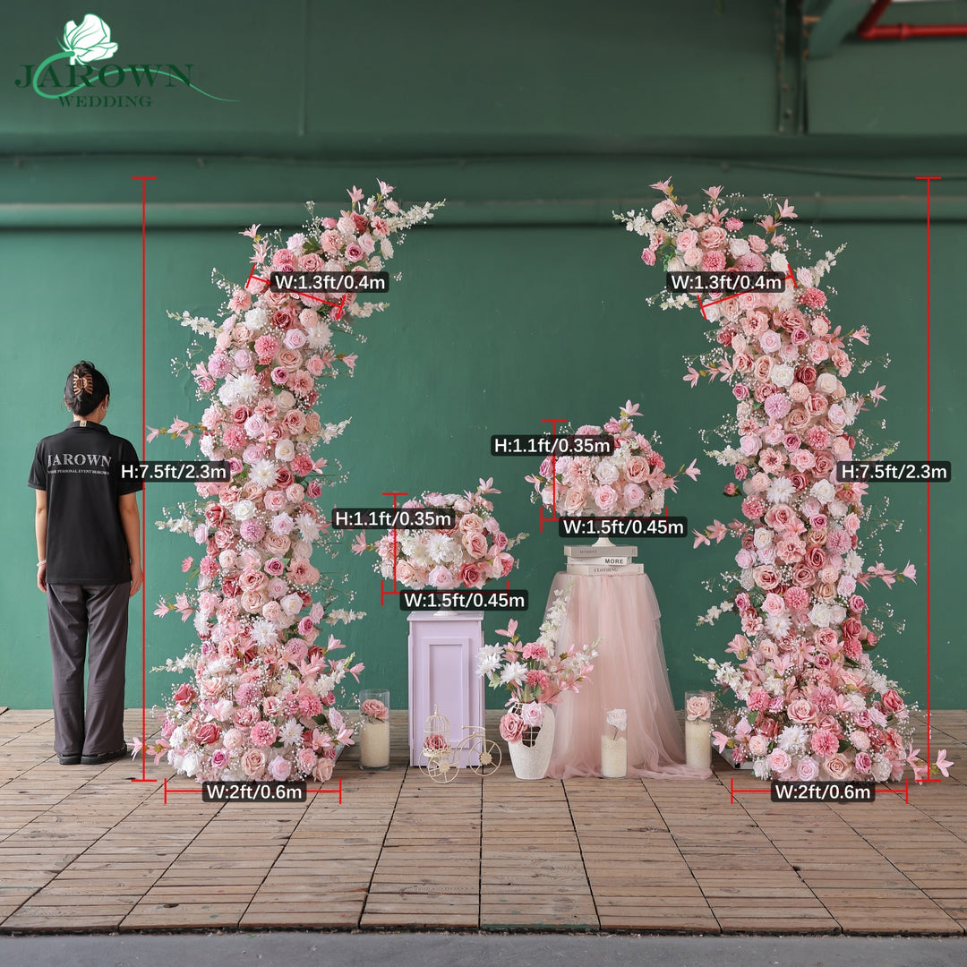 Centerpiece & Open-Ended Flower Arch in Pink/White