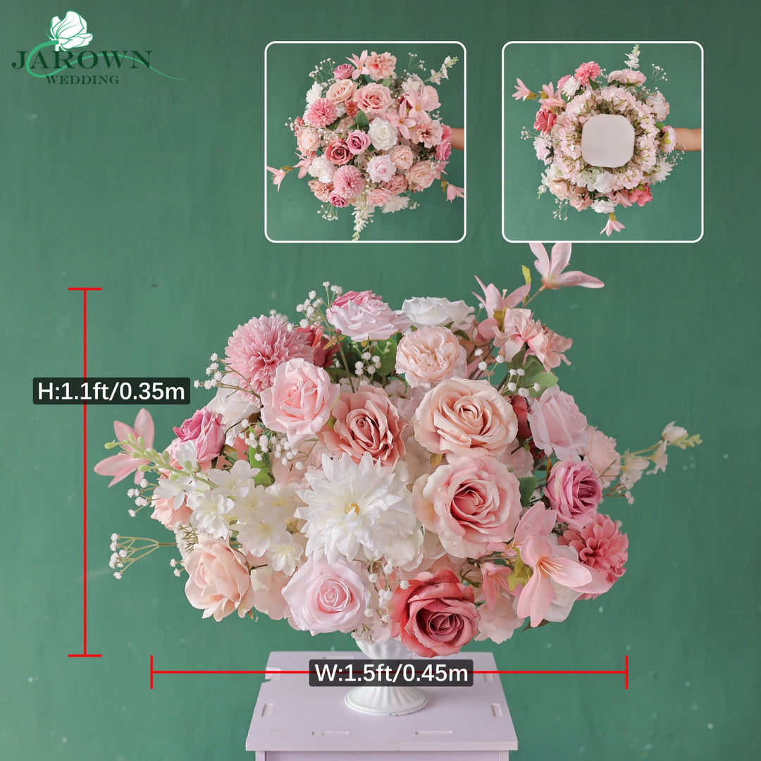 Centerpiece & Open-Ended Flower Arch in Pink/White
