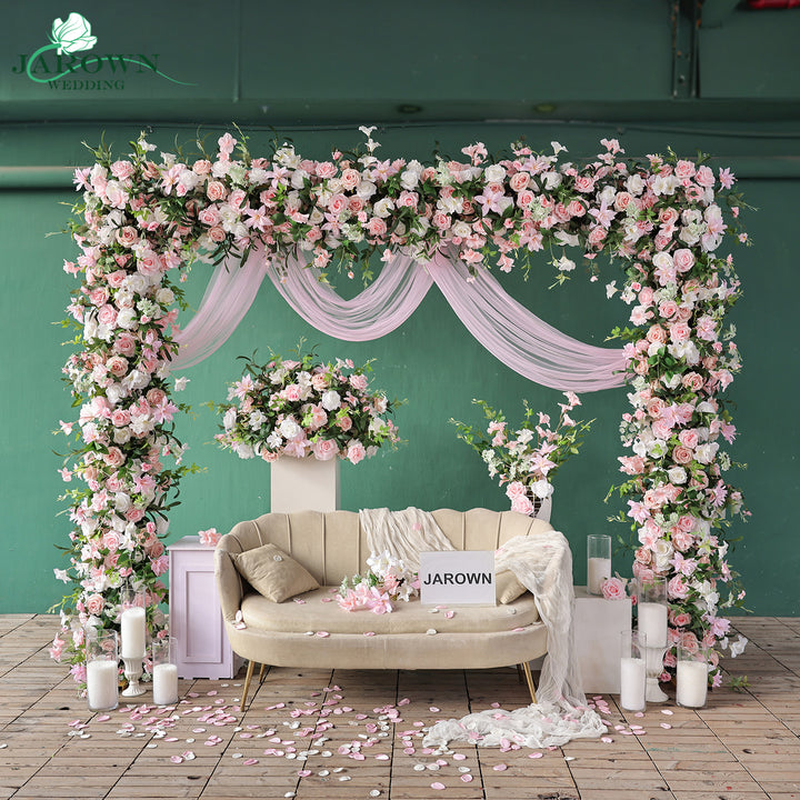 Centerpiece & Rectangular Flower Arch in Pink/White/Green