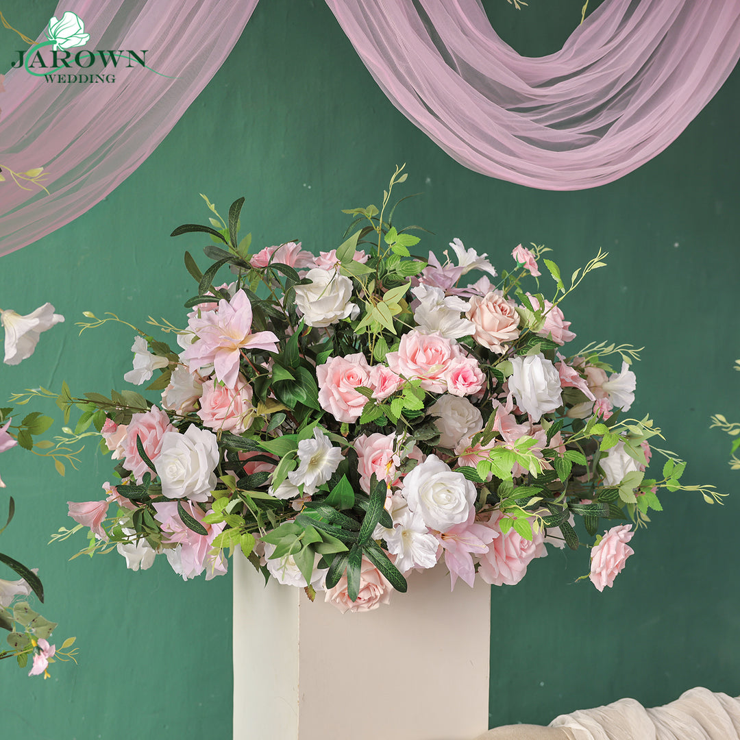 Centerpiece & Rectangular Flower Arch in Pink/White/Green