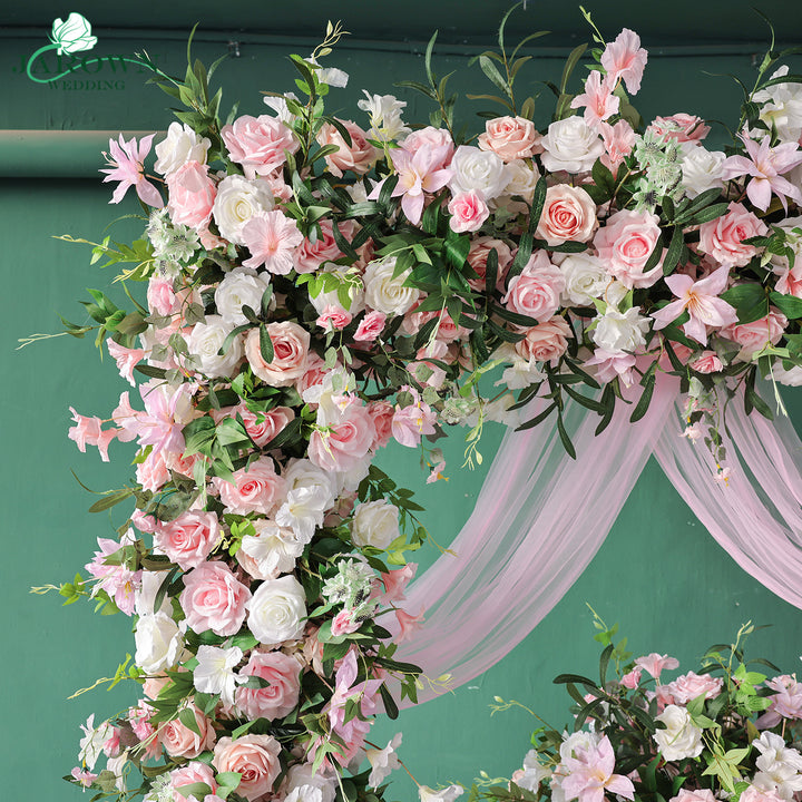 Centerpiece & Rectangular Flower Arch in Pink/White/Green