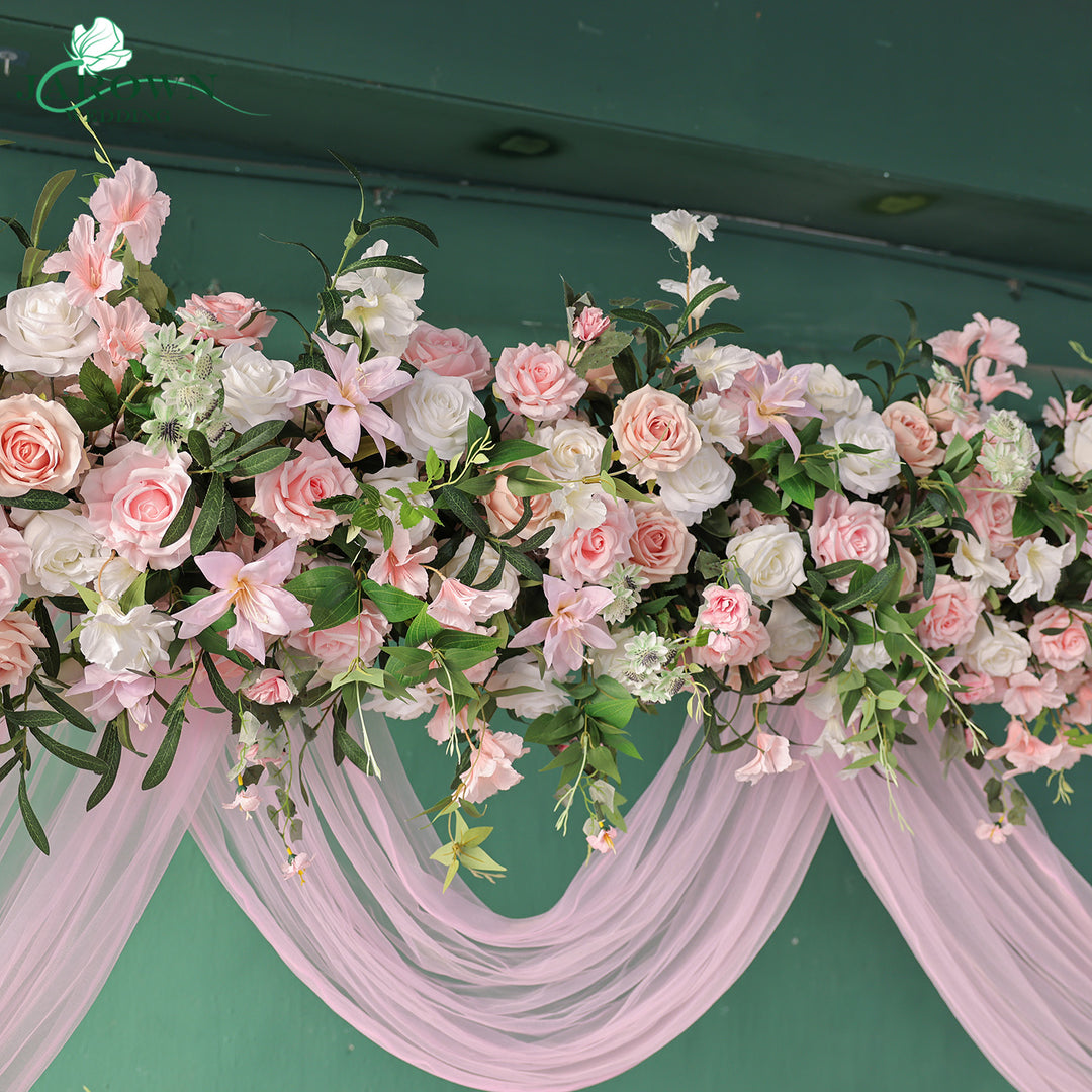 Centerpiece & Rectangular Flower Arch in Pink/White/Green