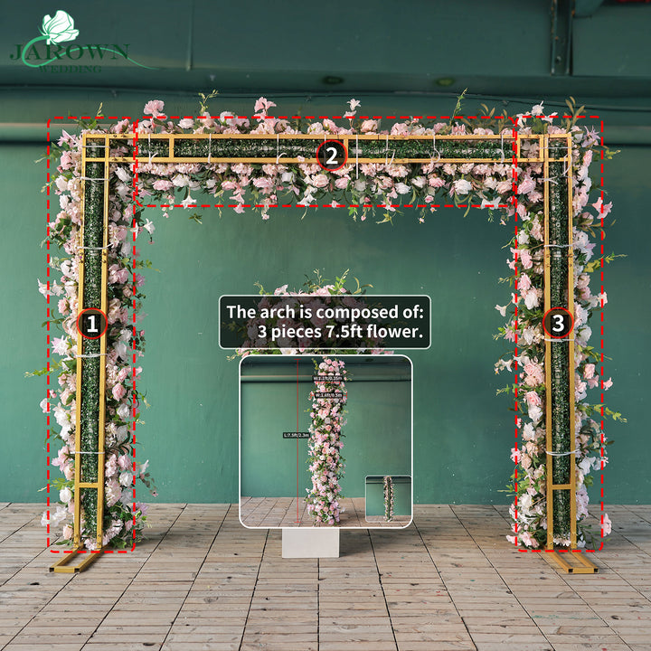 Centerpiece & Rectangular Flower Arch in Pink/White/Green