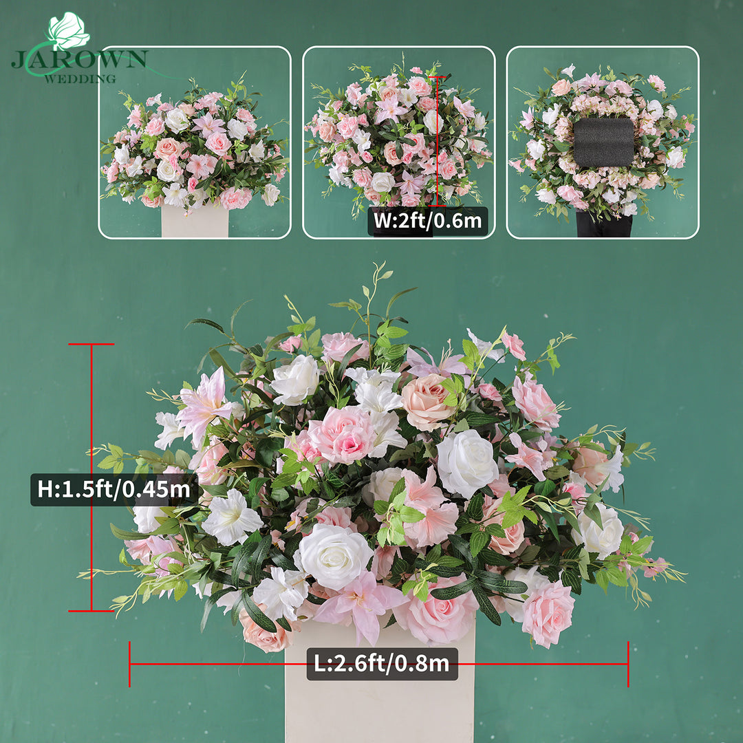 Centerpiece & Rectangular Flower Arch in Pink/White/Green