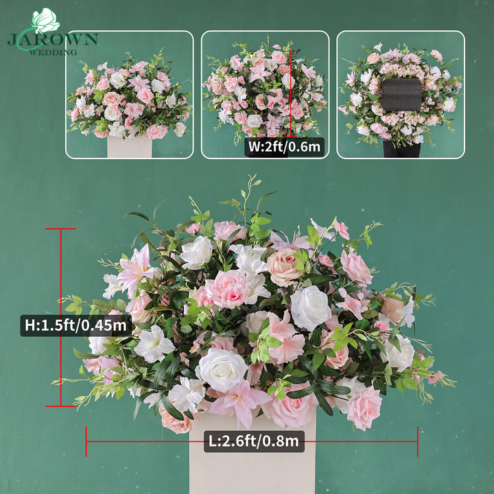 Centerpiece & Rectangular Flower Arch in Pink/White/Green