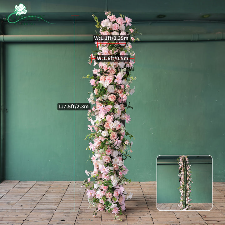 Centerpiece & Rectangular Flower Arch in Pink/White/Green
