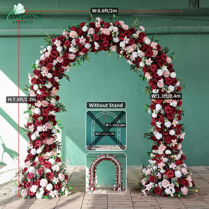 Centerpiece & Round Flower Arch in Burgundy/Pink/White