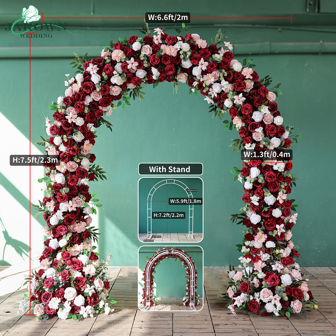 Centerpiece & Round Flower Arch in Burgundy/Pink/White