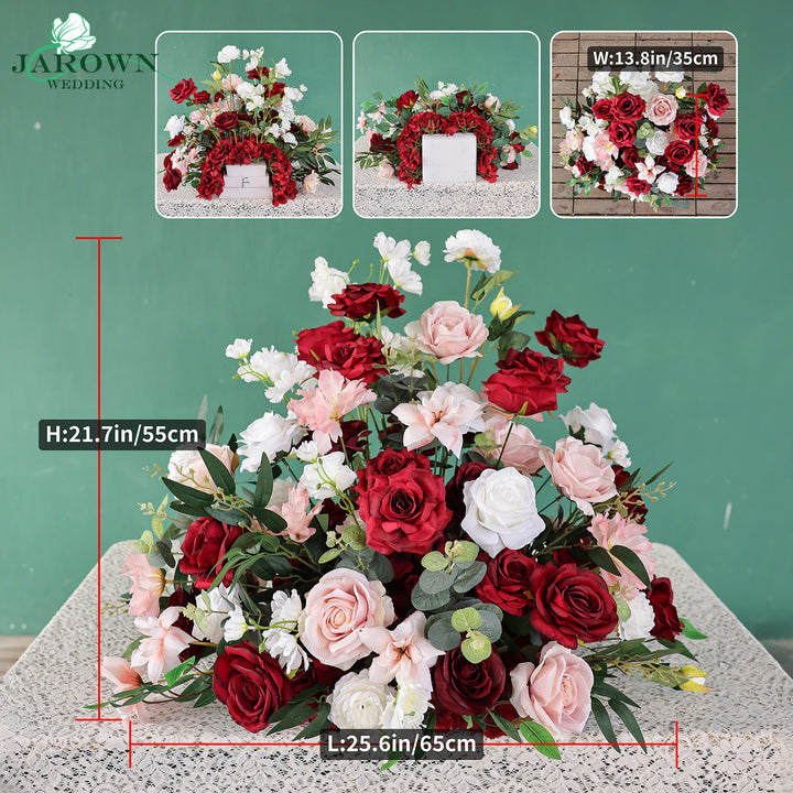 Centerpiece & Round Flower Arch in Burgundy/Pink/White