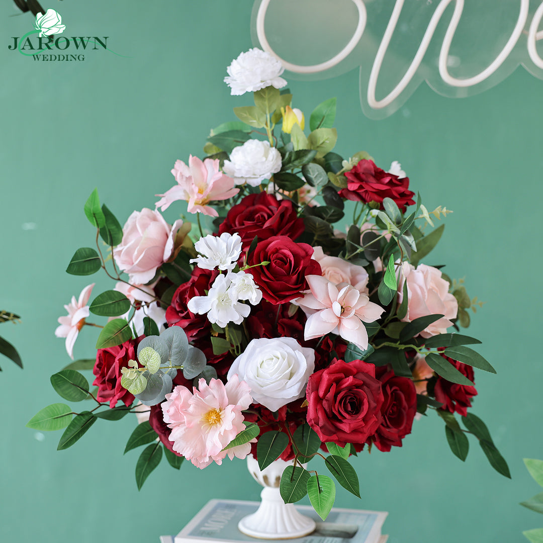 Centerpiece & Round Flower Arch in Burgundy/Pink/White