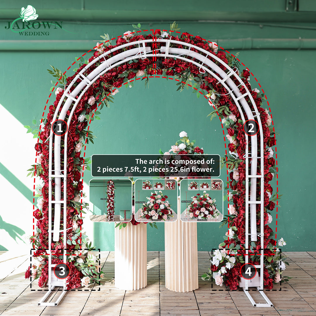 Centerpiece & Round Flower Arch in Burgundy/Pink/White