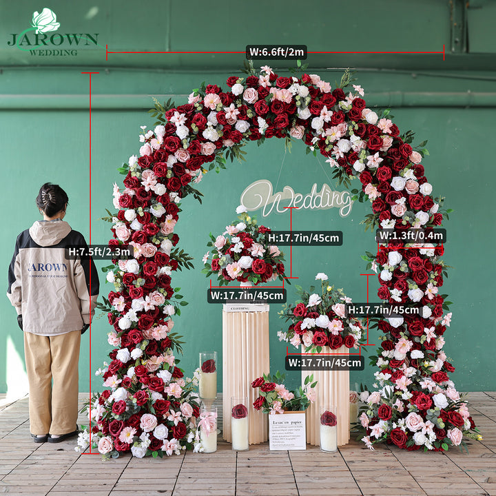 Centerpiece & Round Flower Arch in Burgundy/Pink/White