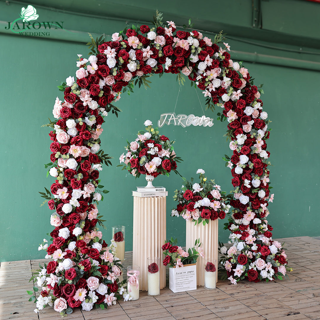Centerpiece & Round Flower Arch in Burgundy/Pink/White