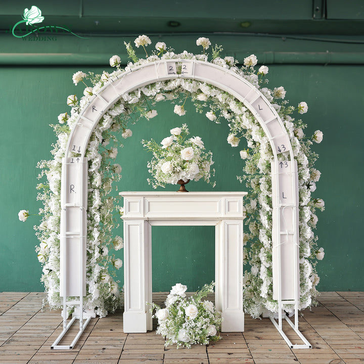 Centerpiece & Round Flower Arch in White