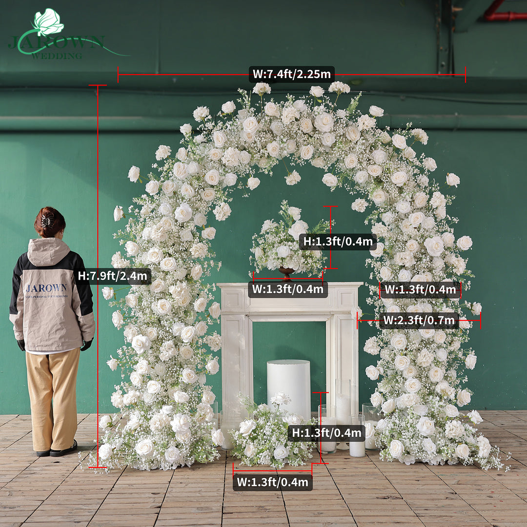 Centerpiece & Round Flower Arch in White