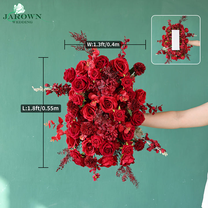 Centerpiece & Runner & Backdrop Flower in Red