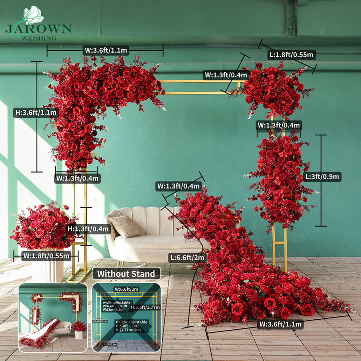Centerpiece & Runner & Backdrop Flower in Red