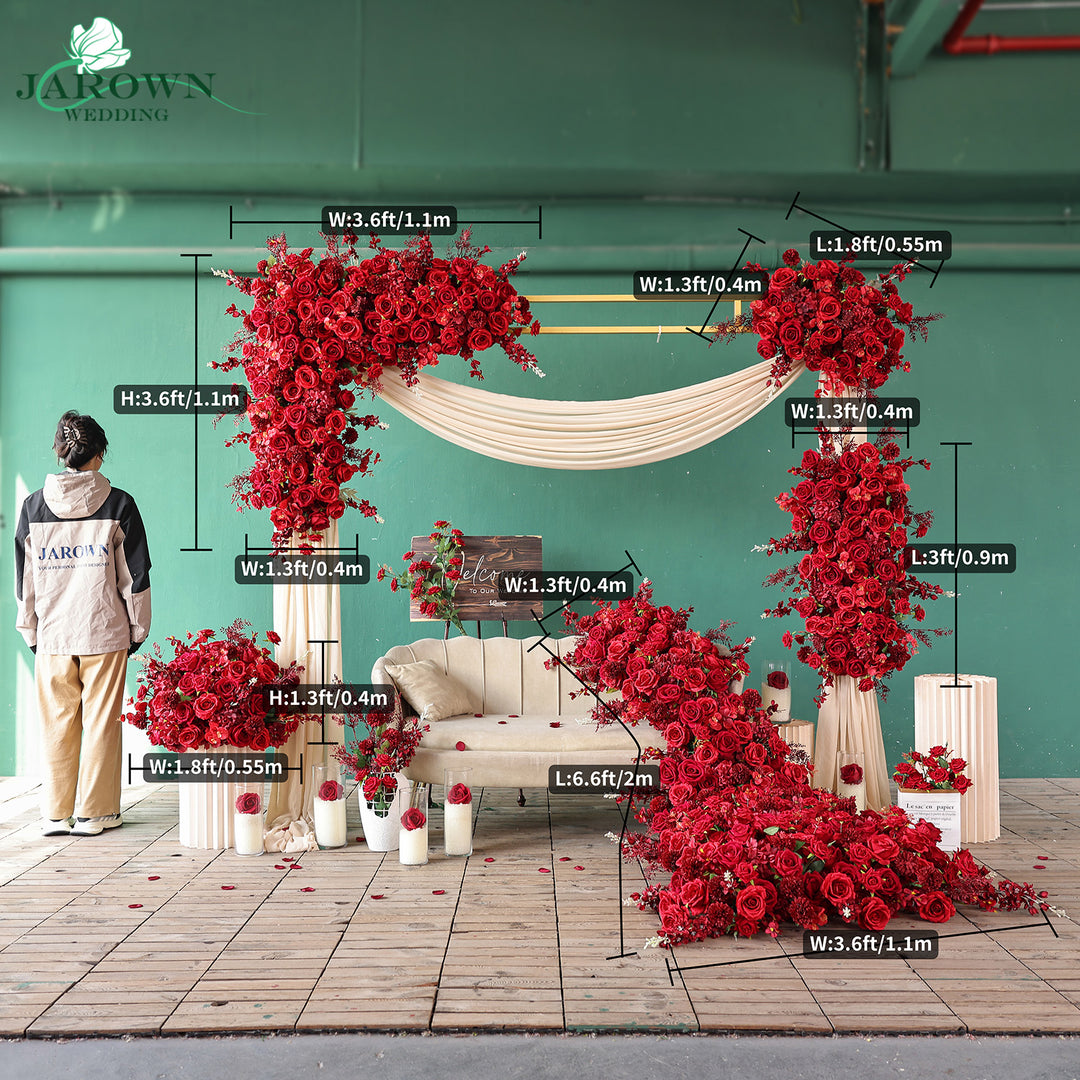 Centerpiece & Runner & Backdrop Flower in Red