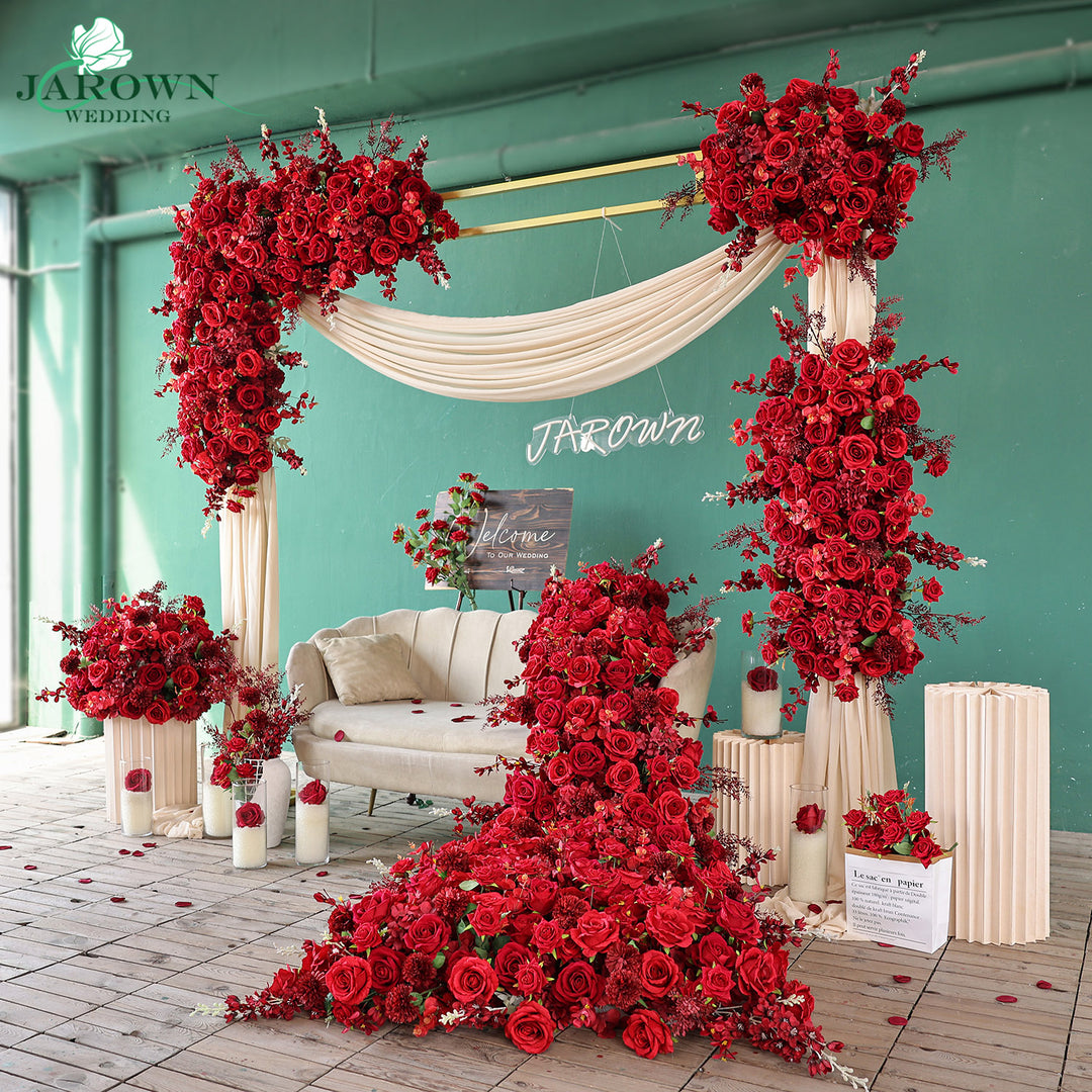 Centerpiece & Runner & Backdrop Flower in Red