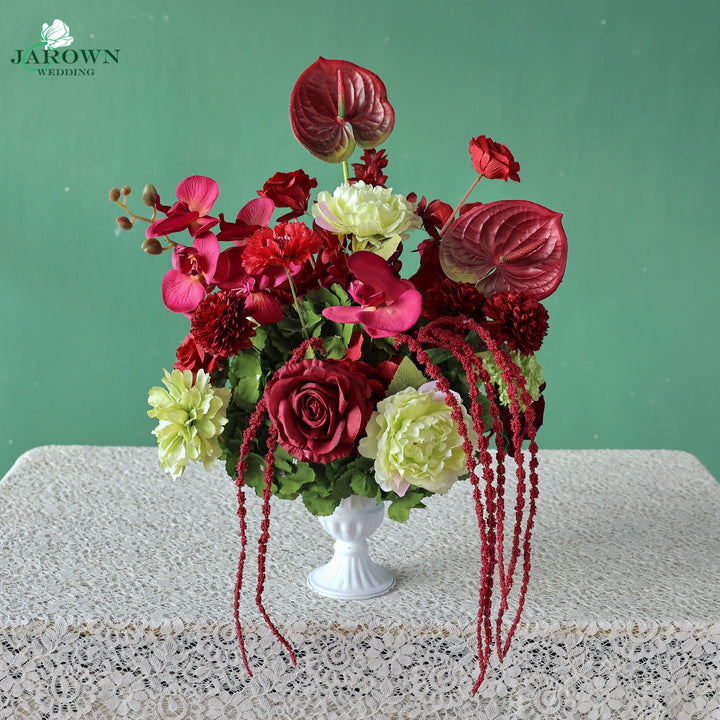 Centerpiece in Burgundy/Red/Green