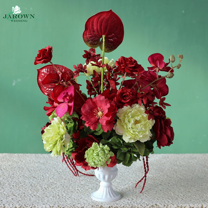 Centerpiece in Burgundy/Red/Green
