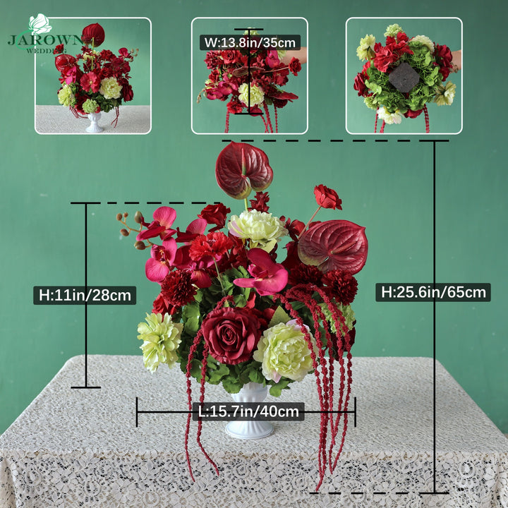 Centerpiece in Burgundy/Red/Green