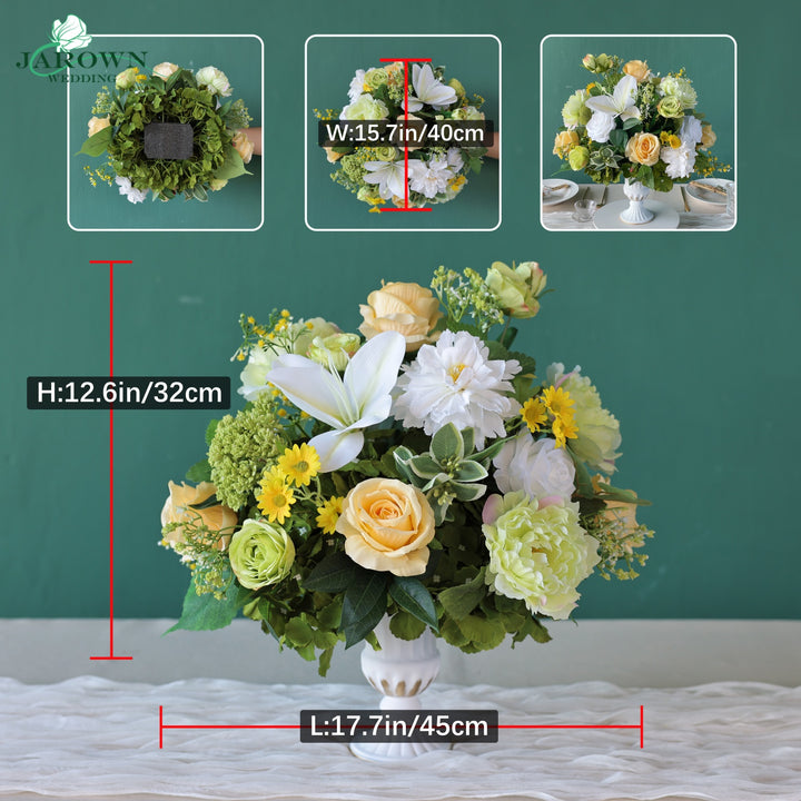 Centerpiece in Green/Yellow/White