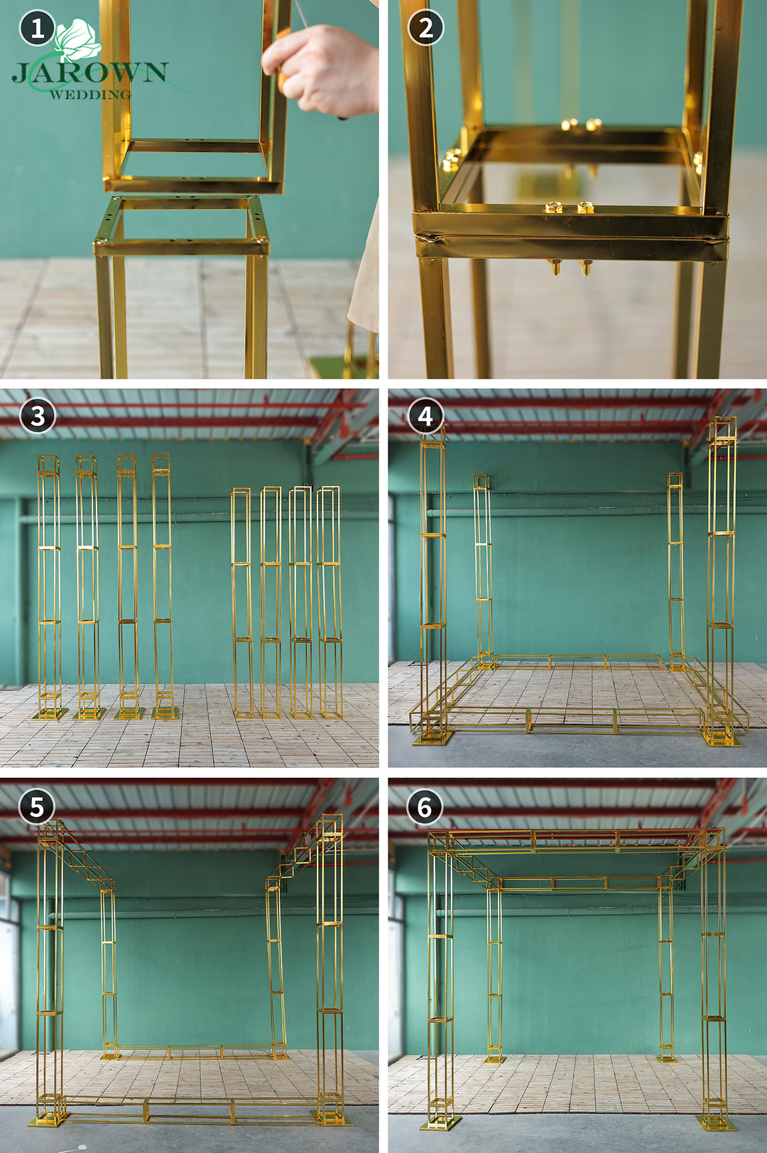 Cube-Shaped Shiny Golden Pro Stand