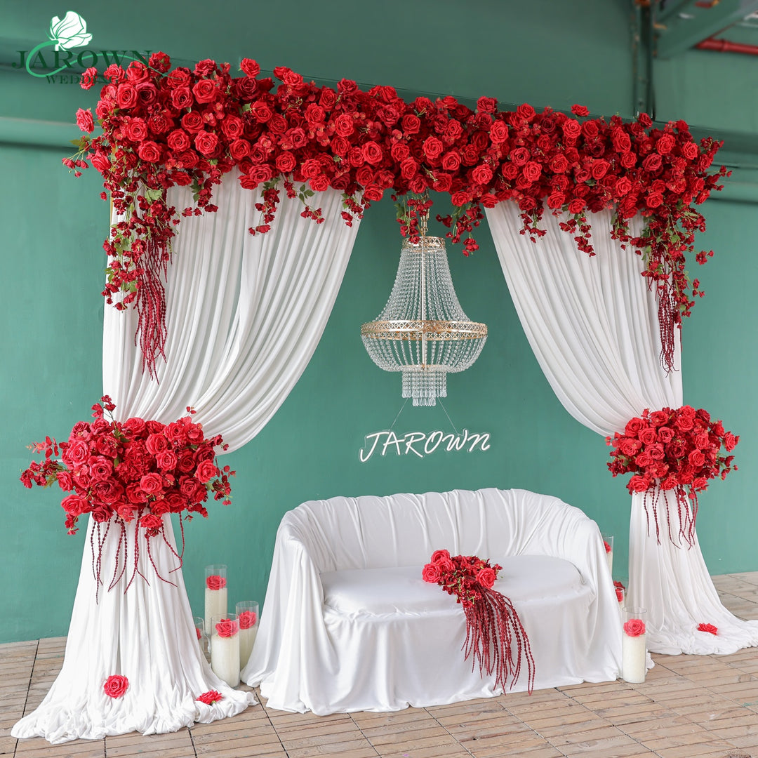 Curtain Runner Flowers in Red