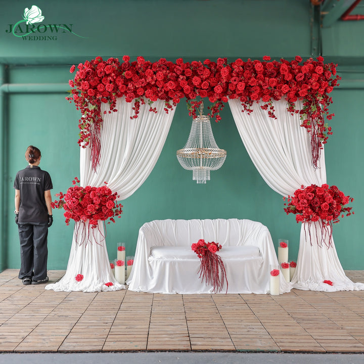 Curtain Runner Flowers in Red