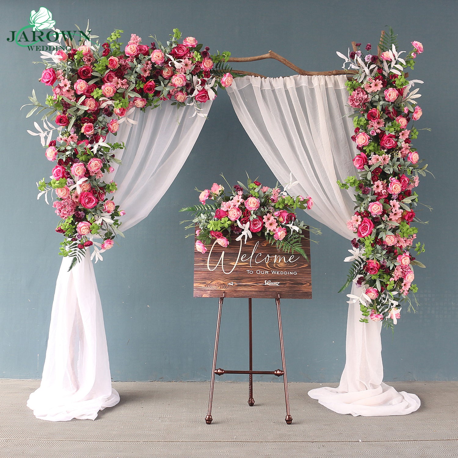 Sign & Backdrop Flower in Pink/Green – JarownWedding