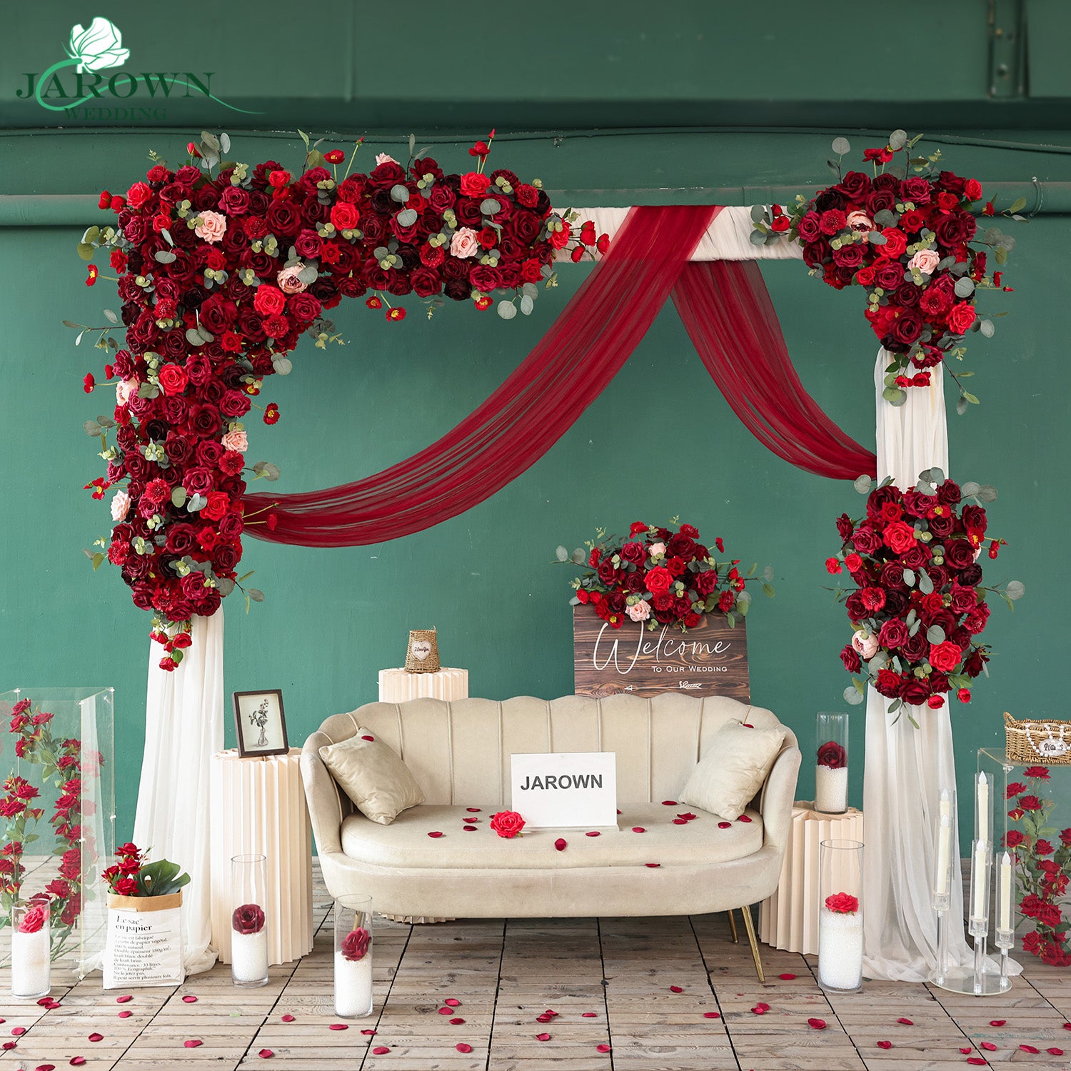 Sign Flower & Backdrop Flower in Burgundy/Red/Green – JarownWedding