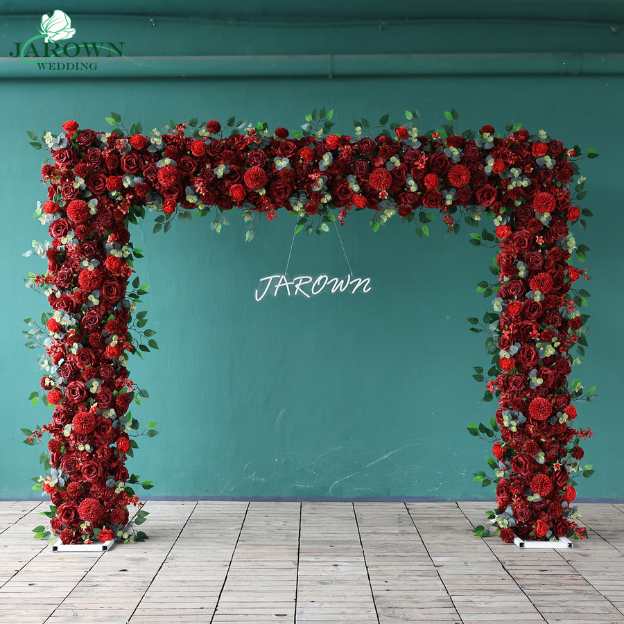 Rectangular Flower Arch in Burgundy/Red/Green – JarownWedding