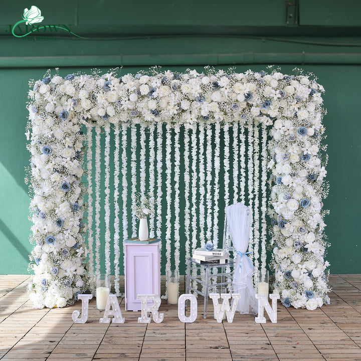 Double-Sided Rectangular Flower Arch in White/Blue