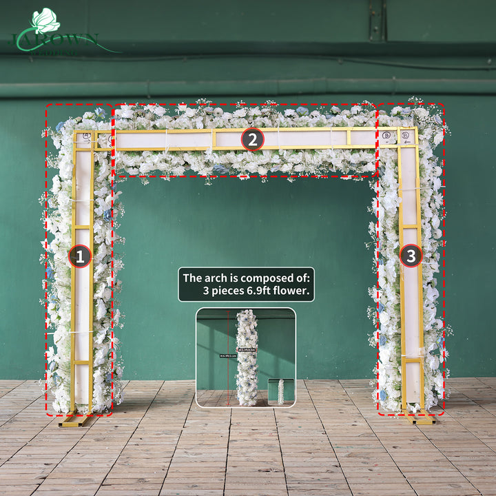 Double-Sided Rectangular Flower Arch in White/Blue